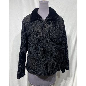 persian lamb section jacket ranch mink collar (99030)